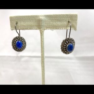 Vintage lapis lazuli 925 silver drop earrings